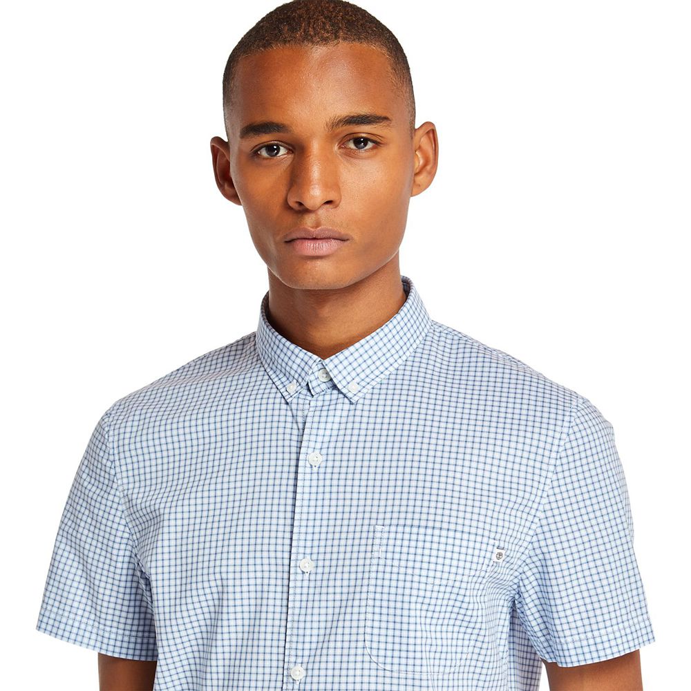 Camasi Timberland Barbati Albastri - Eastham River Slim Fit Gingham - Romania - AFPMIC520